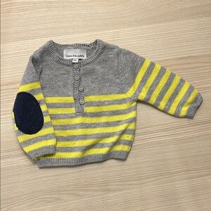 Gray and Yellow Striped Kids Sweater